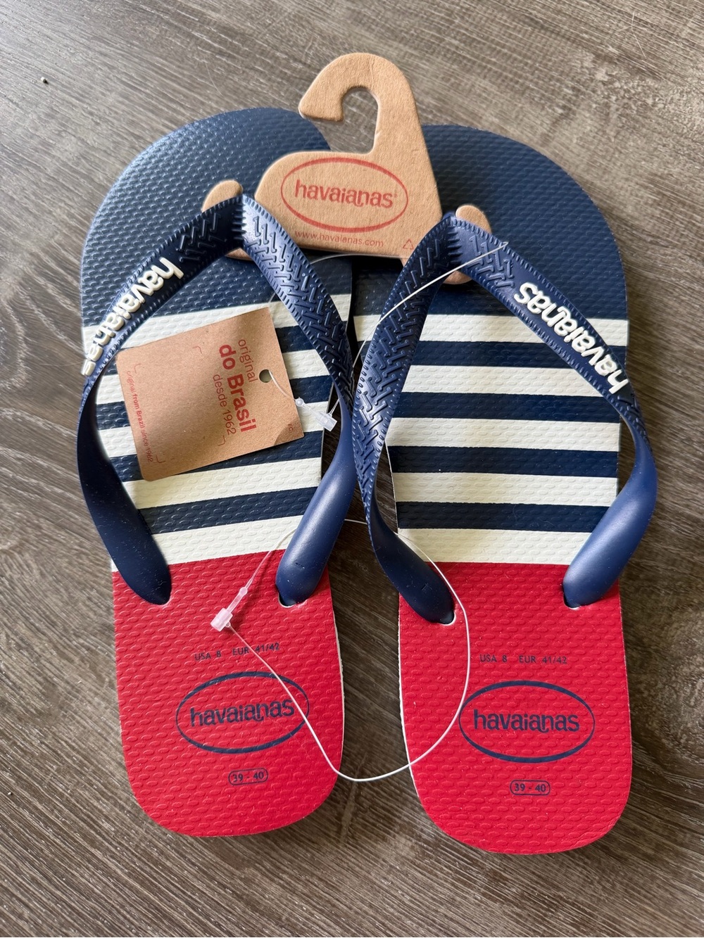 Havaianas Navy Striped Red Flip Flops for men
